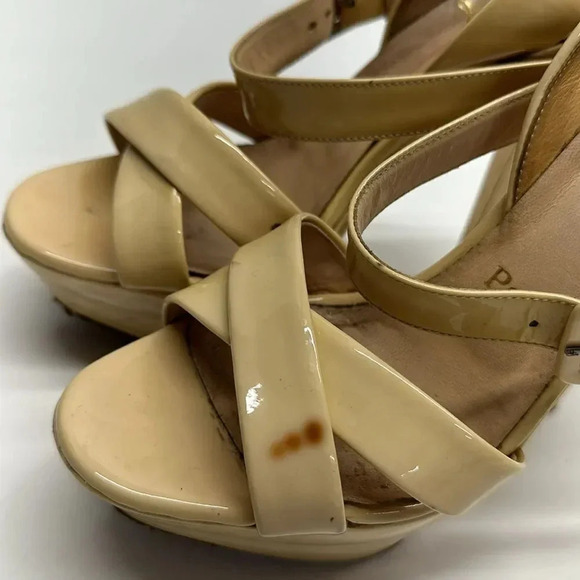 Christian Louboutin Heels High Heel Shoes Leather Open Toe Ankle Strap Cream 35 - Picture 5 of 12